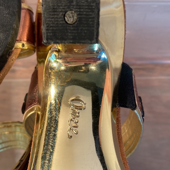 Onex Two-Strap Heels with Bronze Studded Accents - Picture 6 of 7